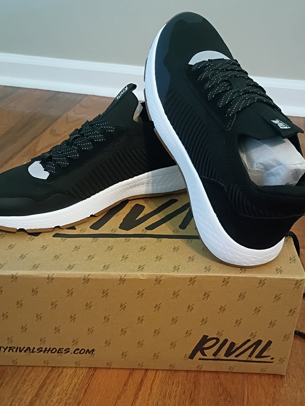 Rival Women’s Black Athletic Lace-Up Sneakers with White Sole